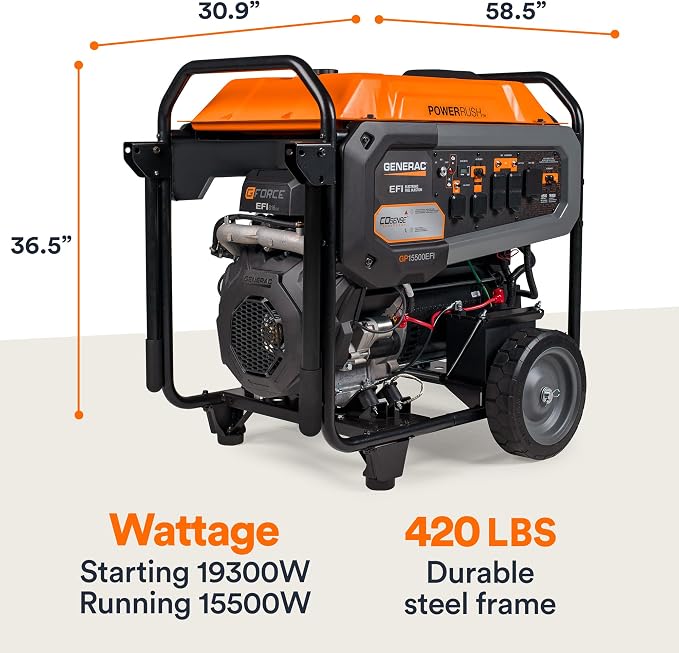 Generac GP15500EFI 19,300 Starting Watt Portable Gas Generator