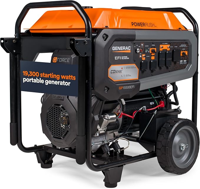 Generac GP15500EFI 19,300 Starting Watt Portable Gas Generator
